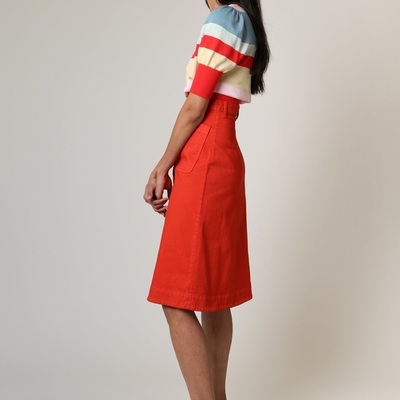 Rachel Antonoff Rosemary Midi Skirt in Blood Orange (FLAWED) - Picture 5 of 8